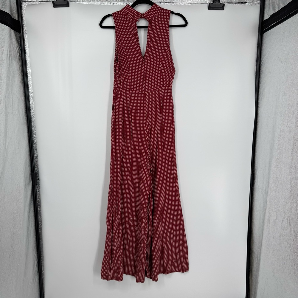 Anthropologie Red Printed Halter Wide-Leg Jumpsuit - Picture 8 of 13